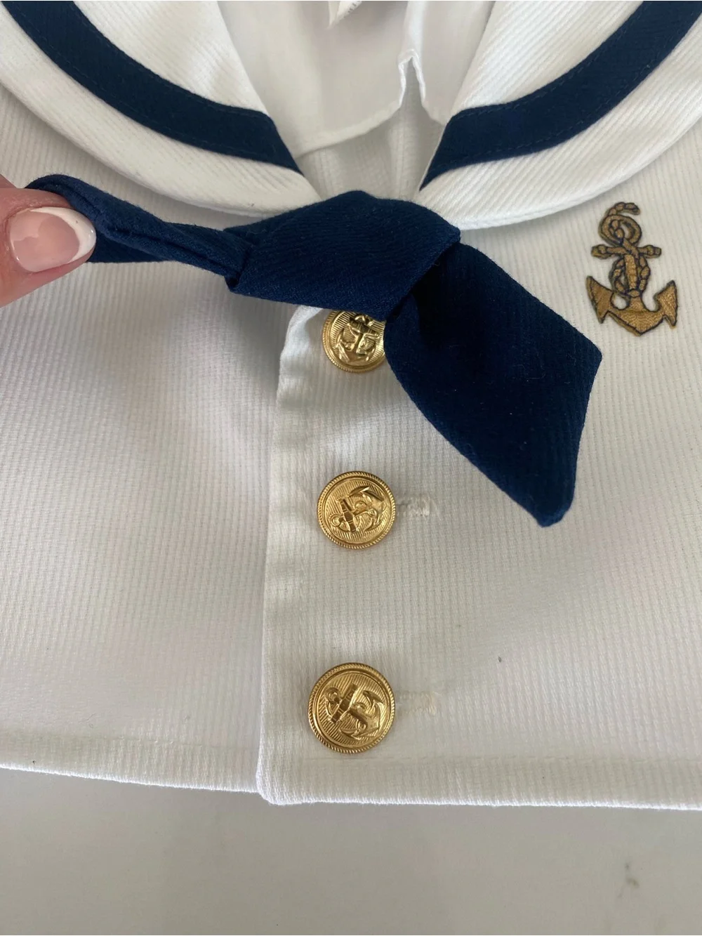 Vtg Good Lad Sailor navy seals baby Outfit 2pc gold embroidered anchor Top & Hat
